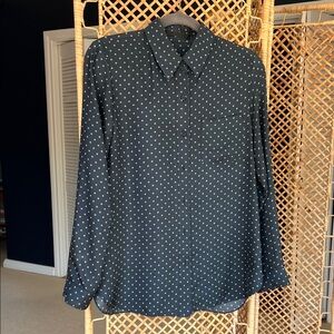 Jenni Kayne 100% Silk Navy Diamond & Dot Sloane Button Down Blouse • Size S